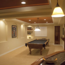 custom wood work in basement finishing project