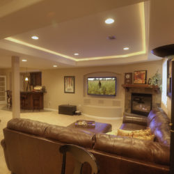 castle pines finished basement entertainment area overview
