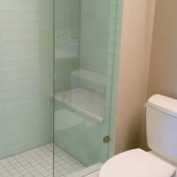 glass tile shower walls in finished basement