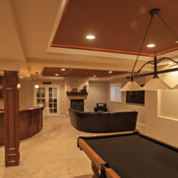 red ceiling basement finishing project in Colorado