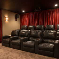 Home Theater stepped seating in basement home theater room