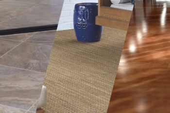 three different flooring materials meeting