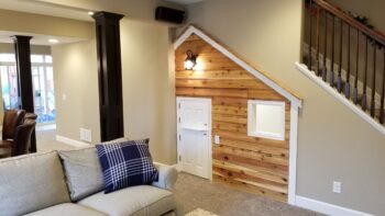 A finished basement area